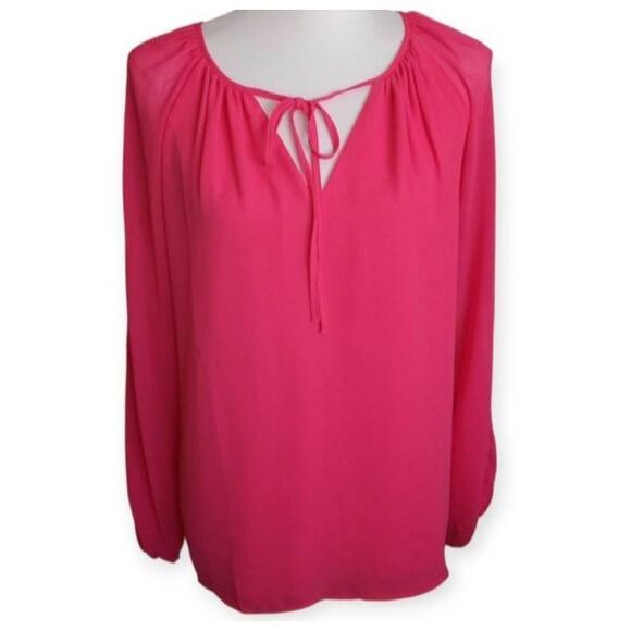 White House Black Market Tops - White House Black Market Pink Tie Front Blouse SZ.4 EUC